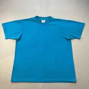 Vintage Blue T-Shirt Adult Small Oneita Blank Single Stitch Basic Made USA 90s